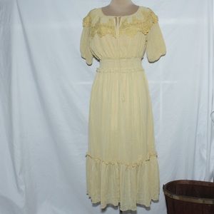 Anthropologie Moon River Boho Yellow Sparkly Midi dress